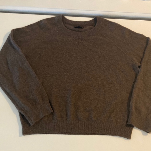 Quince Mongolian Shrunken Cashmere Sweatshirt Chocolate Brown Size XL